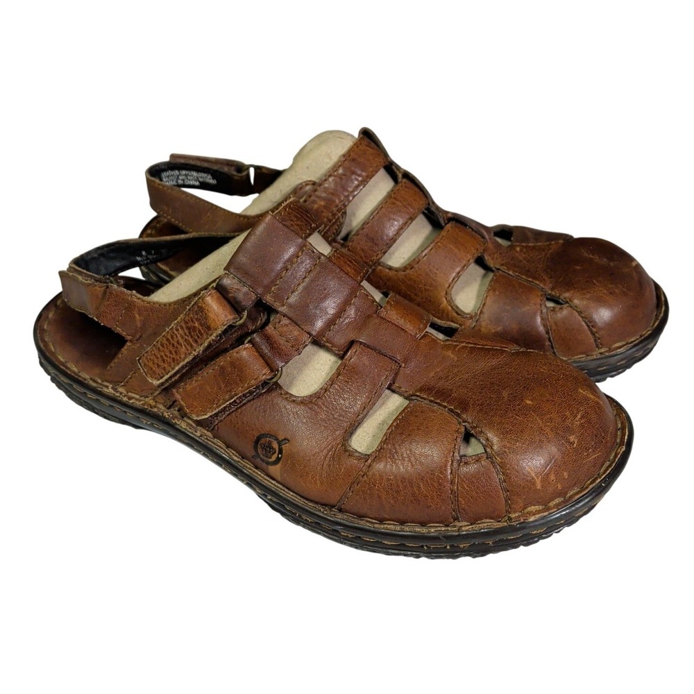 BORN Fisherman Sandals Womens Size 8 Brown Hook And Loop Closed Toe Bohemian